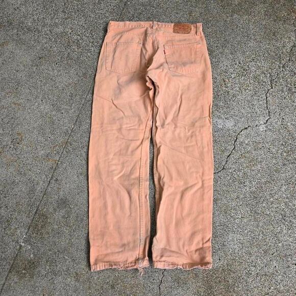 Vtg 90s LEVI'S 501xx Distressed Garment Dyed Denim Jeans Tagged 34 x 30 USA Made - Picture 4 of 8